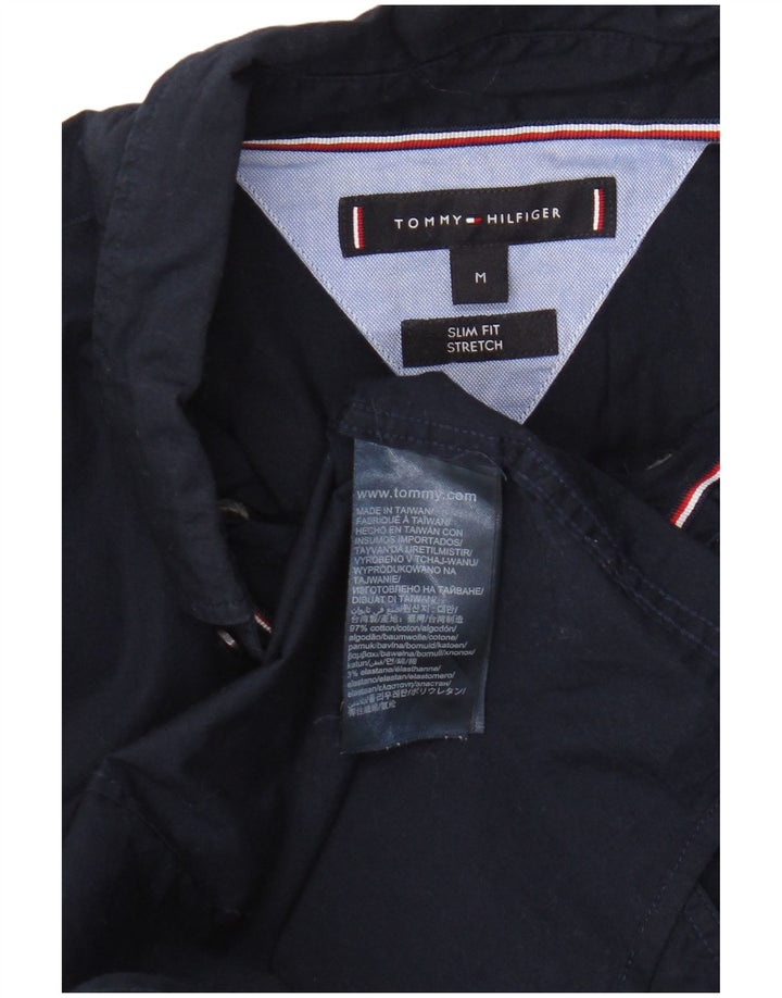 Tommy Hilfiger Herren-Slim-Fit-Hemd aus mittlerer marineblauer Baumwolle