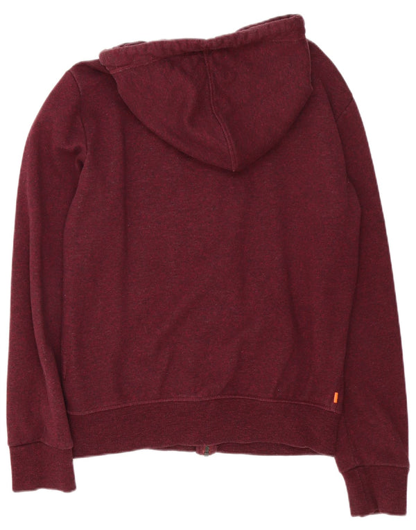Superdry Mens Zip Hoodie Sweater Small Burgundy Flecked Cotton