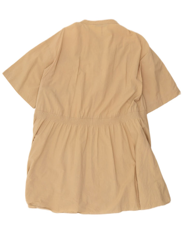 Zara Damen Kurzarm-Oversize-Hemdkleid UK 16 Large Beige