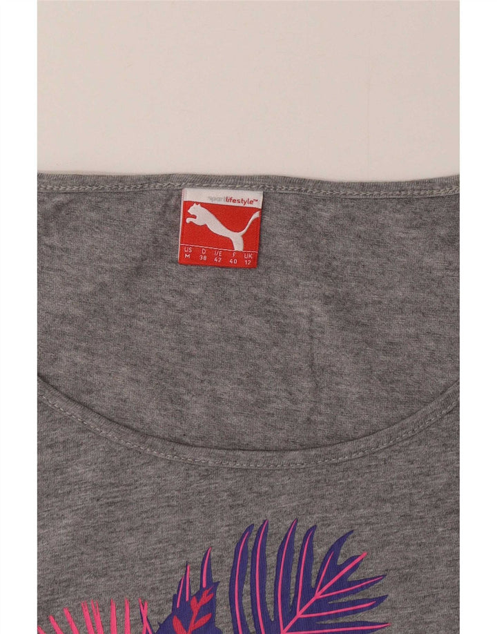 Puma Damen Graphic T-Shirt Top UK 12 Mittelgrau