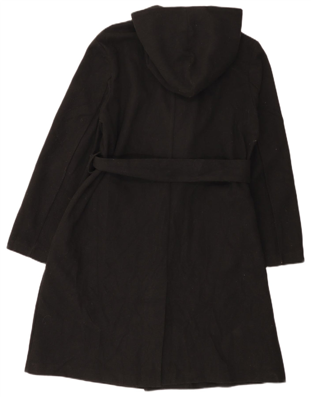 ZARA Damen Kapuzenmantel UK 16 Large Schwarz Polyester