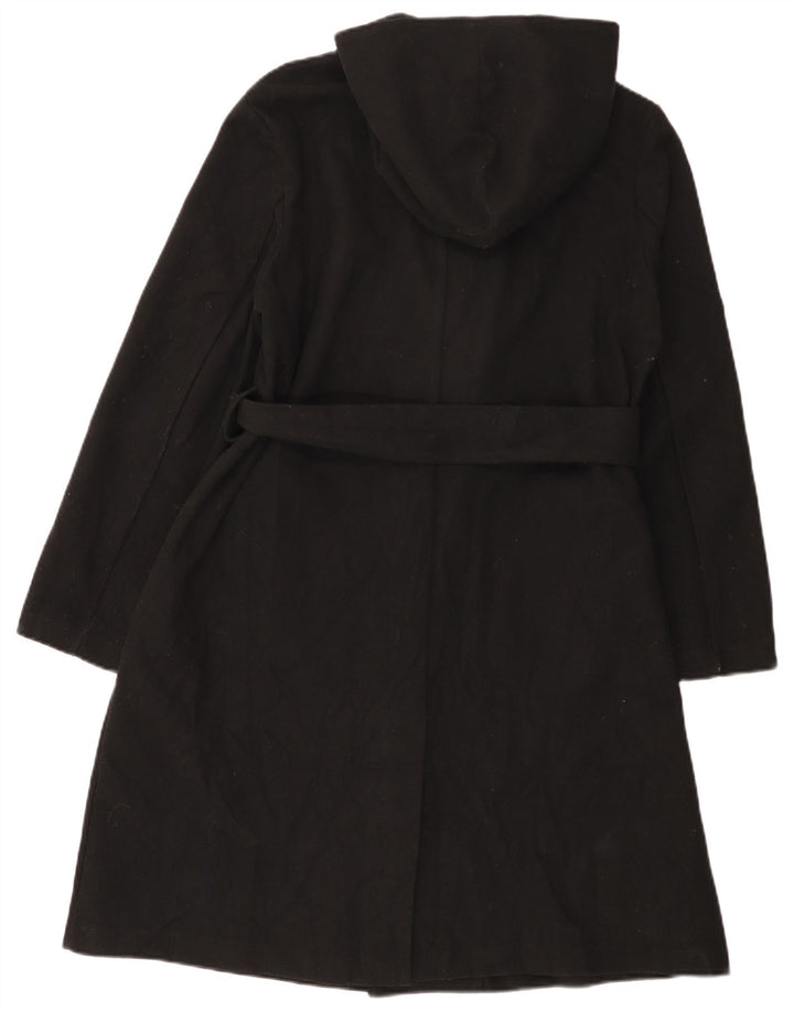 ZARA Damen Kapuzenmantel UK 16 Large Schwarz Polyester