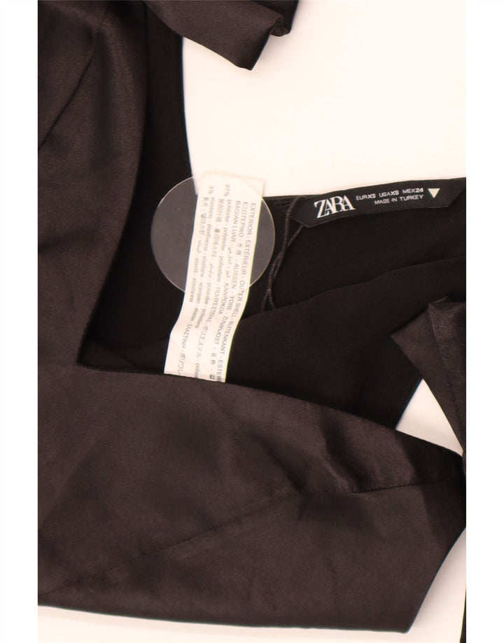 Zara Damen Crop Cami Top UK 4 XS Schwarz Polyester