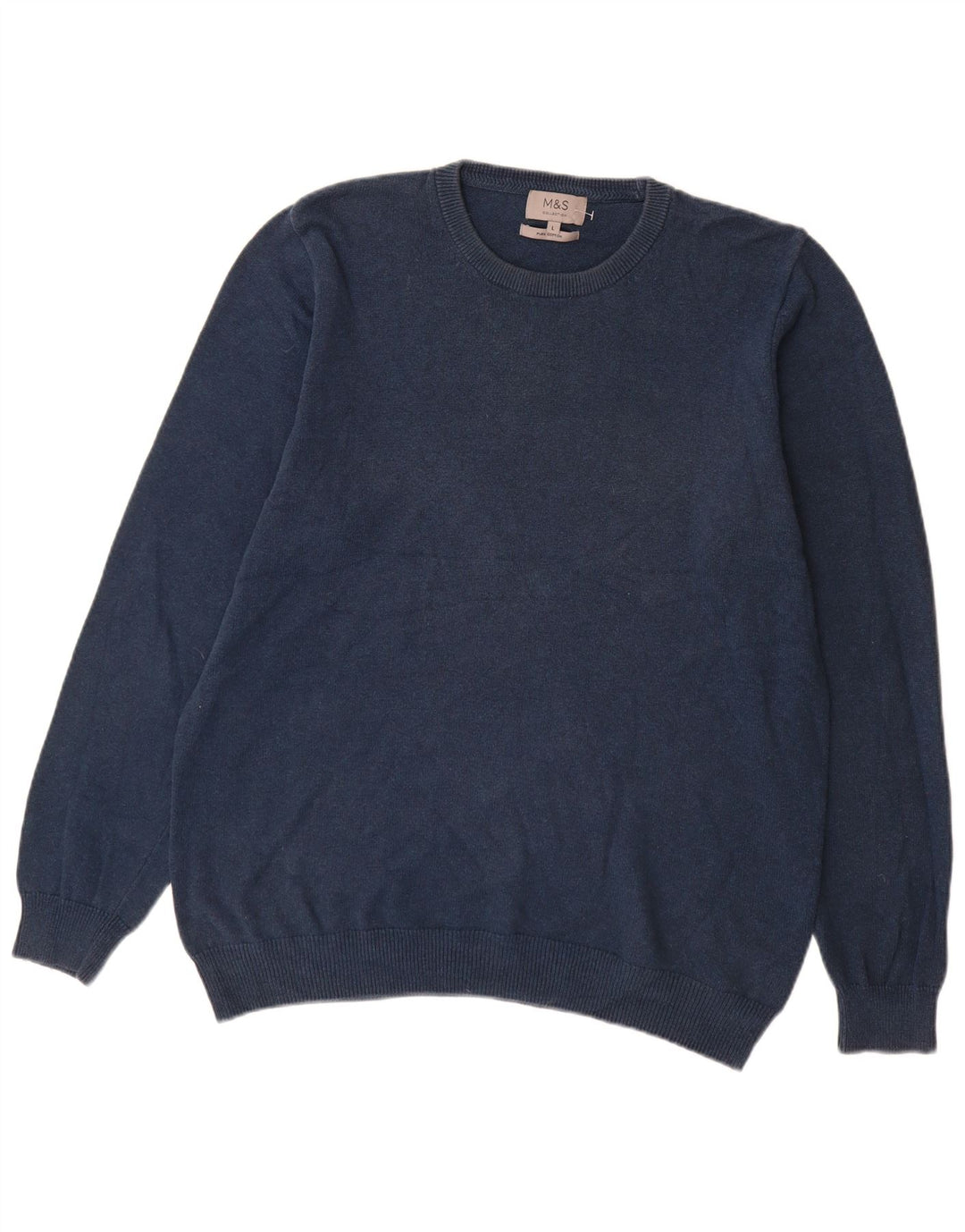 Marks & Spencer Herren-Pullover mit Rundhalsausschnitt, groß, marineblaue Baumwolle