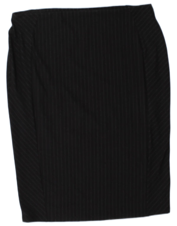 Marks & Spencer Damen Bleistiftrock UK 18 XL W38 Schwarz gestreifte Viskose