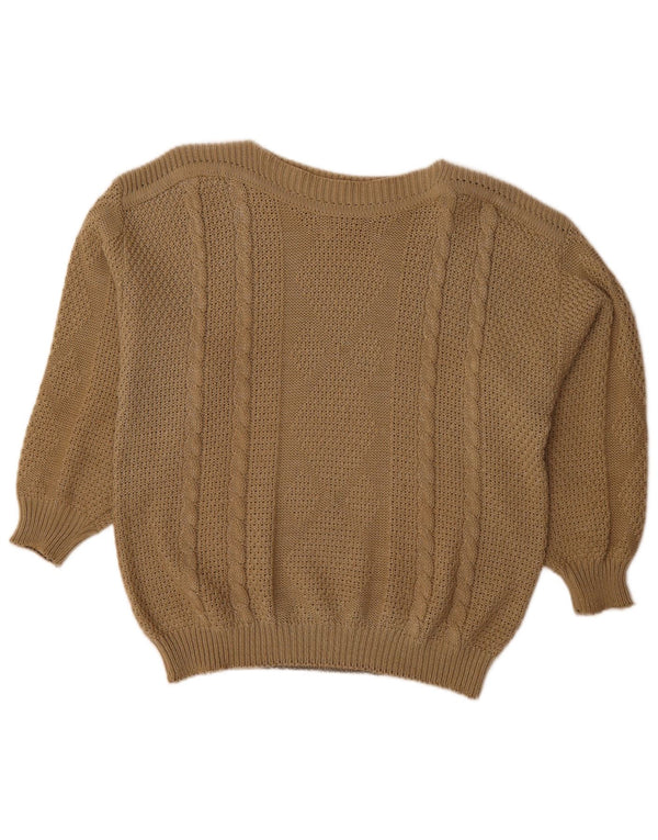 Vintage Damen Übergroßer Pullover mit U-Boot-Ausschnitt EU 48 2XL Braun