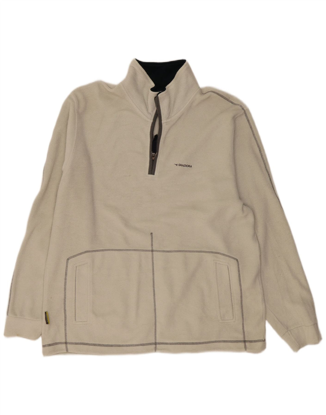Diadora Herren-Fleecepullover mit Reißverschluss am Hals, 2XL, gebrochenes Weiß, Polyester