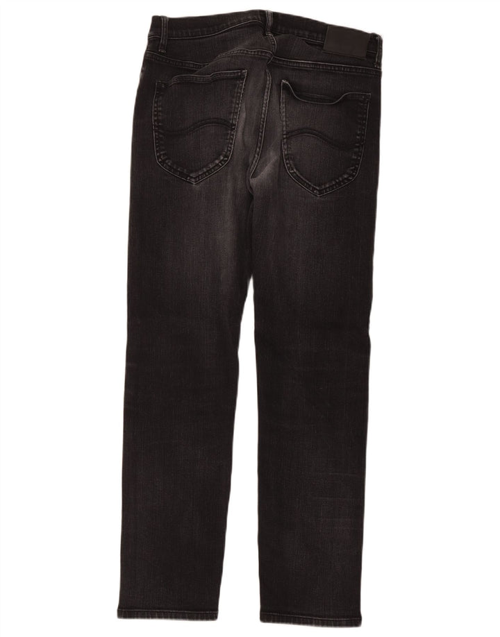 Lee Herren Daren Regular Straight Jeans W32 L30 Schwarze Baumwolle