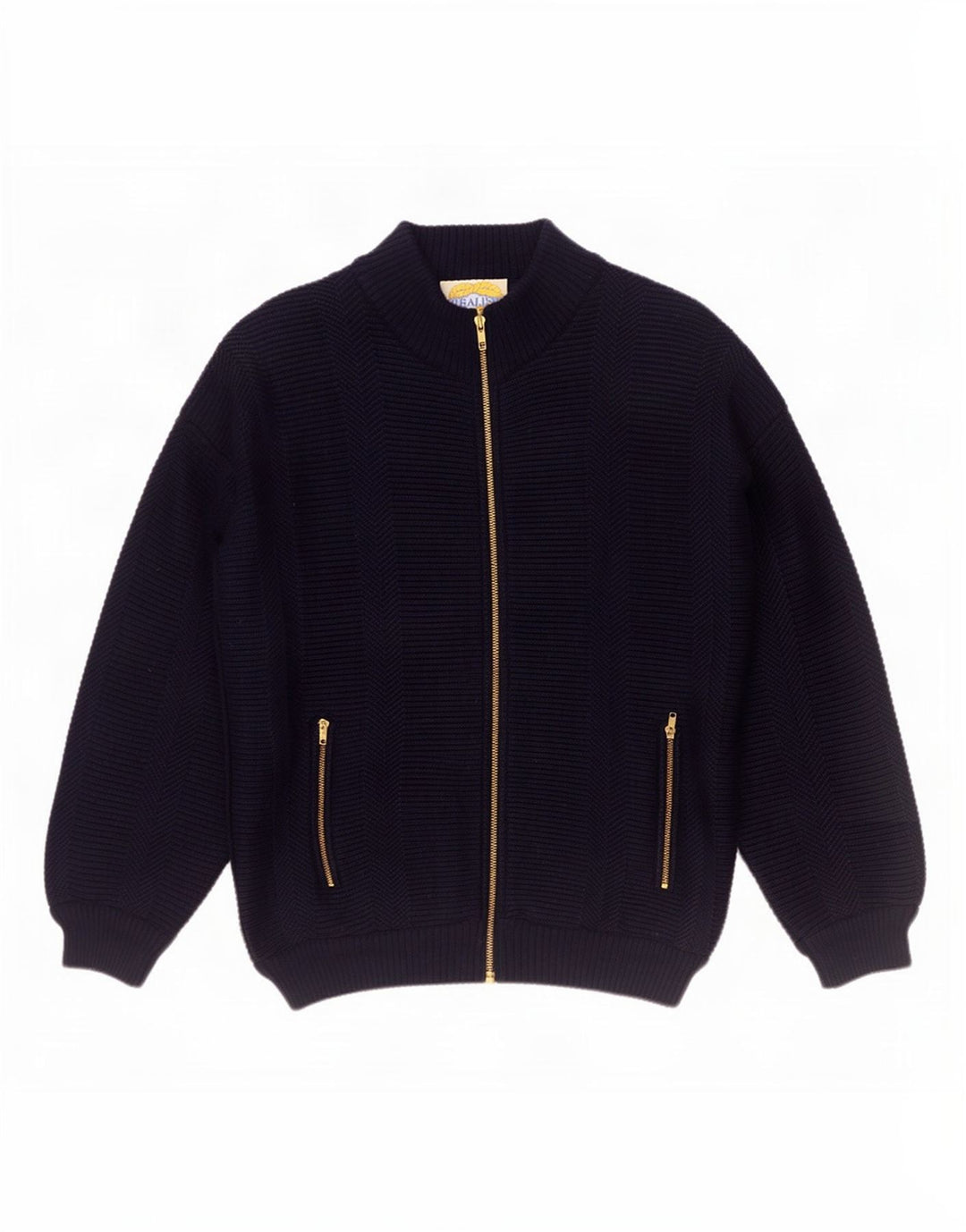 Settebello Herren-Strickjacke aus mittelblauer Wolle in Marineblau