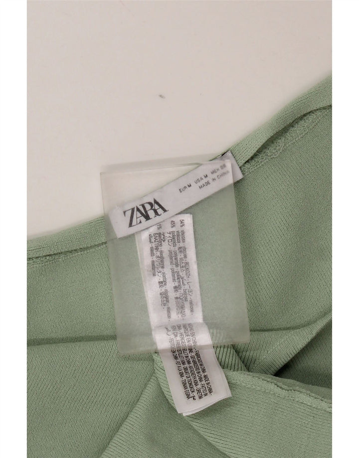 Zara Damen Trägerloses Kleid UK 12 Mittelgrüne Viskose