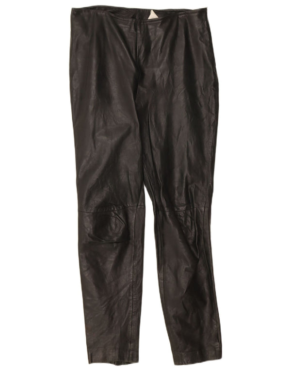 Mango Damen Slim Lederhose EU 36 Small W24 L27 Schwarzes Leder