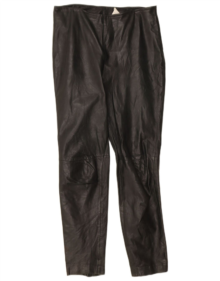 Mango Damen Slim Lederhose EU 36 Small W24 L27 Schwarzes Leder