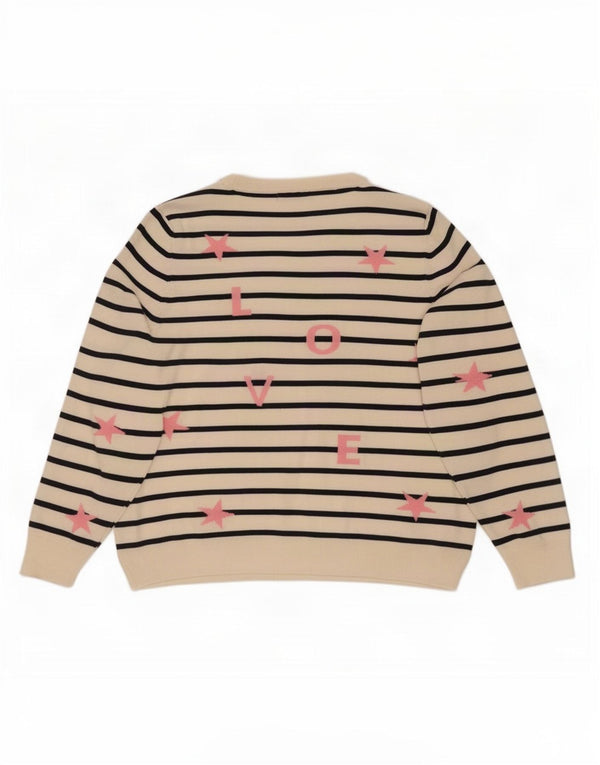 Marks & Spencer Damen-Pullover mit U-Boot-Ausschnitt, UK 20 2XL, rosa gestreift