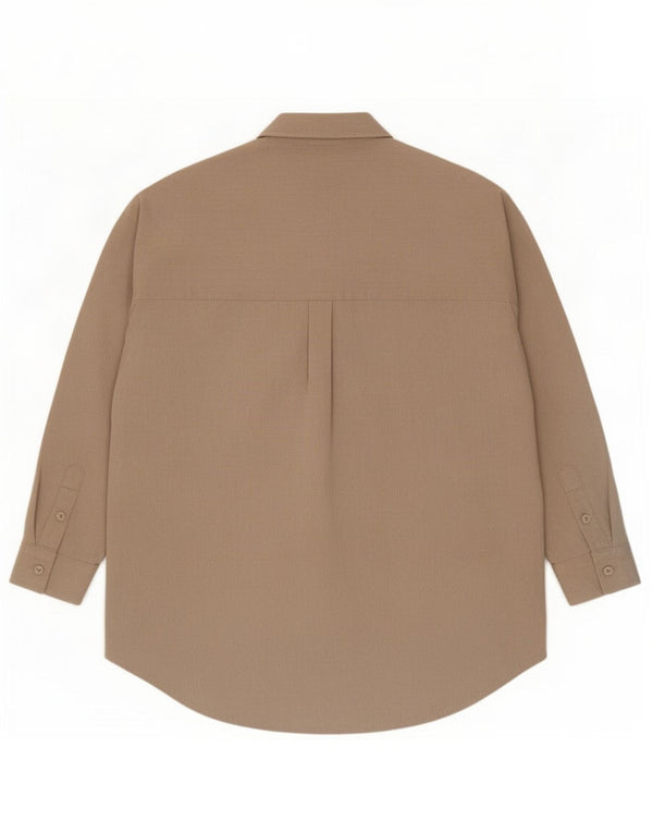 Zara Damen Übergroßes Hemd UK 10 Small Beige Polyester