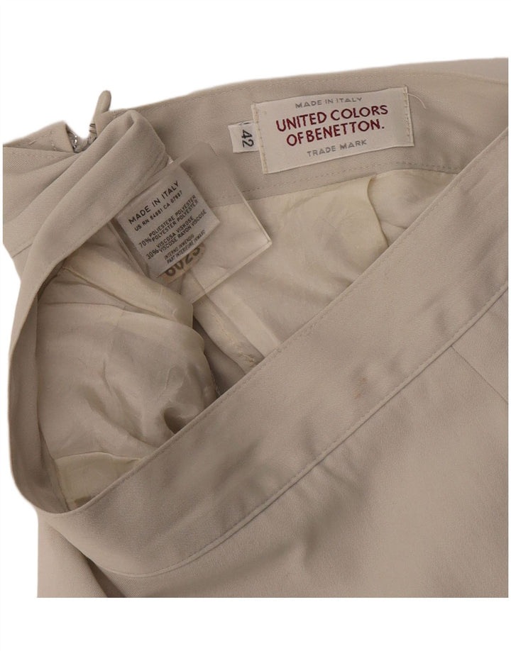 Benetton Damen Bleistiftrock IT 42 Medium W28 Beige Polyester