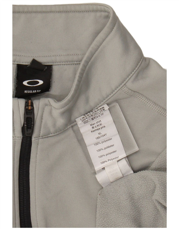 Oakley Herren-Pullover-Trainingsanzugoberteil mit normaler Passform und Reißverschluss, XL, grau, Polyester