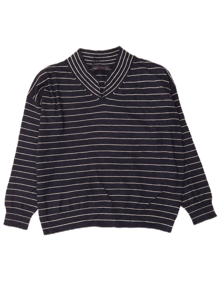 Marks & Spencer Damen-Pullover mit V-Ausschnitt, Gr. 10, Marineblau