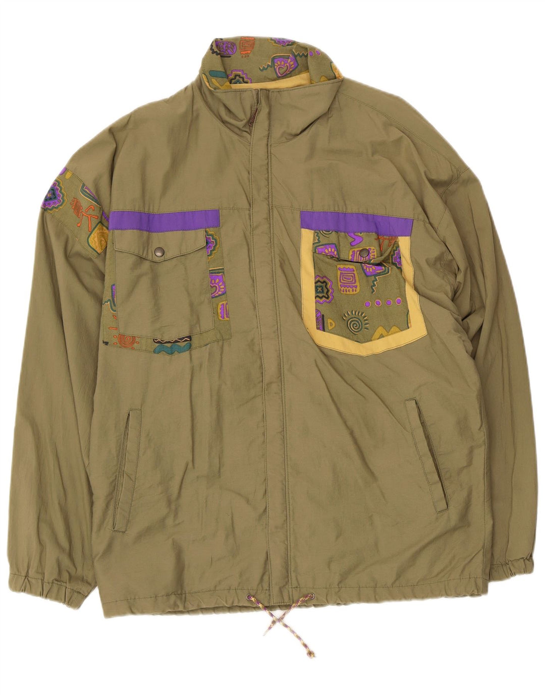 Cider Herren-Utility-Jacke, EU 46, klein, Khaki, geometrische Baumwolle