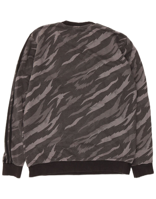 Adidas Herren Sweatshirt Pullover mittelgraue Baumwolle mit Animal-Print