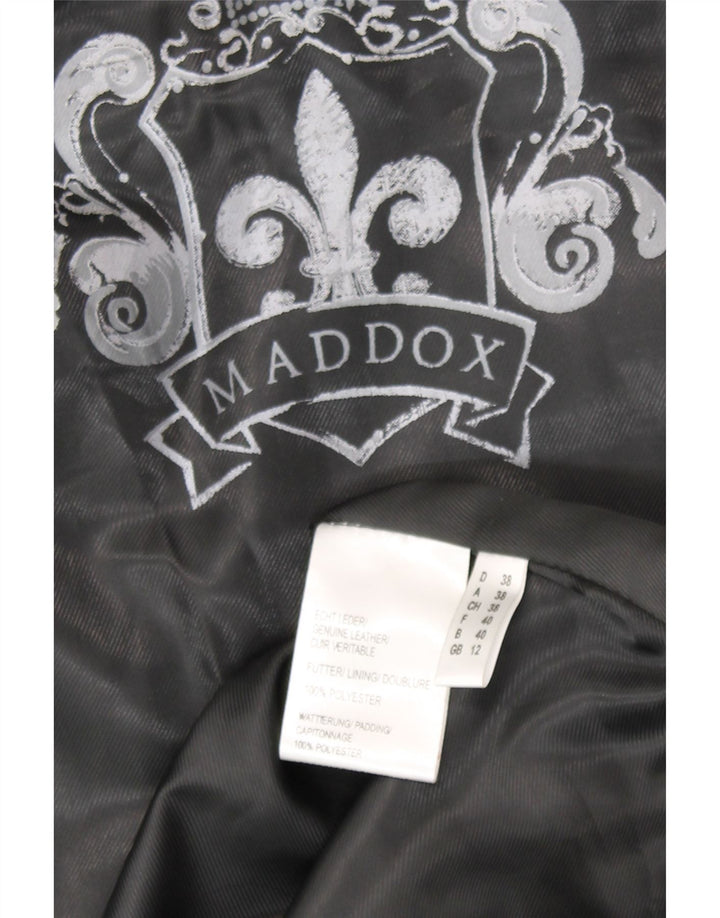 Maddox Damen-Ledermantel mit Kapuze, gepolstert, UK 12, Mittelschwarzes Leder
