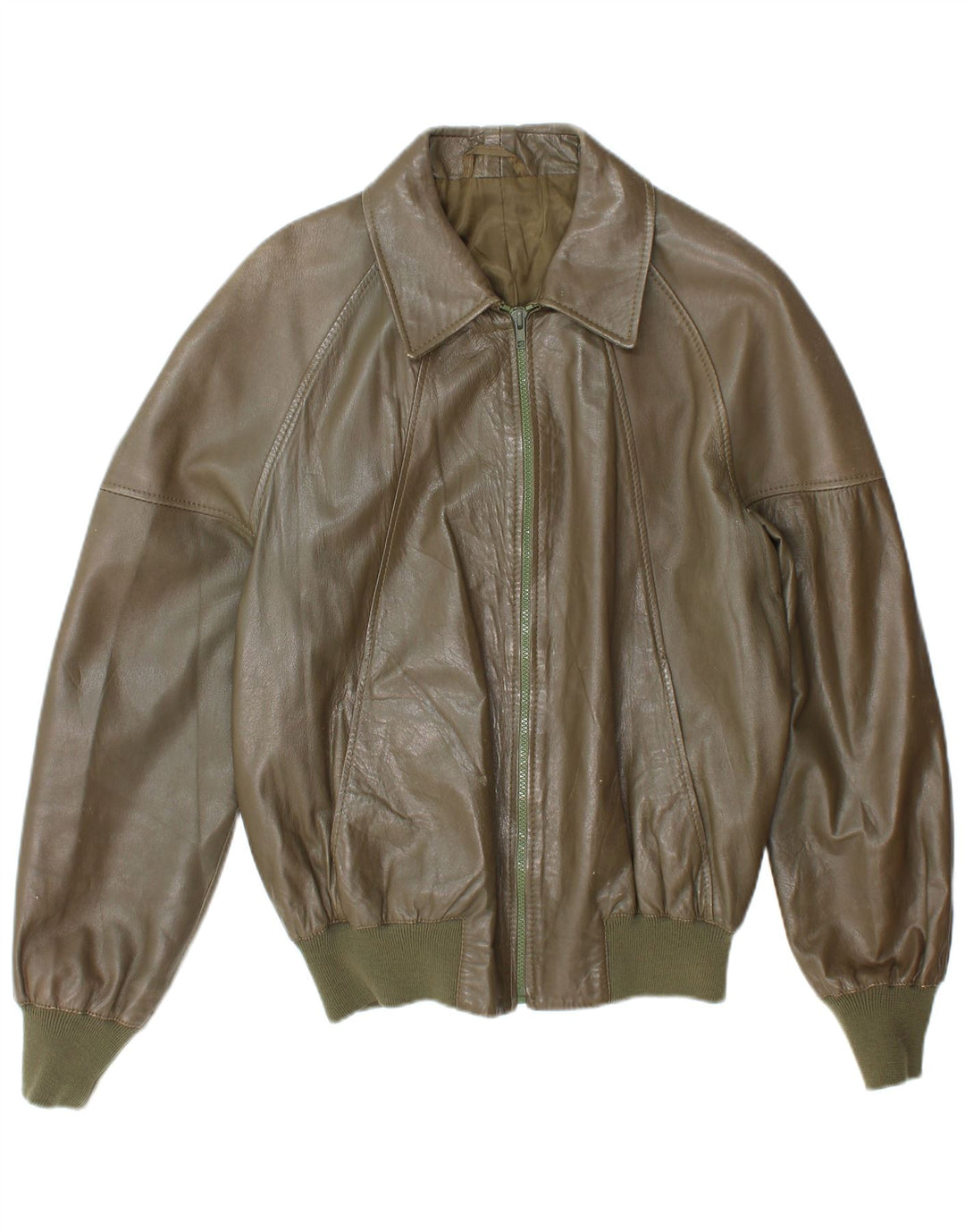 Vintage Herren Bomber Lederjacke UK 38 Medium Khaki