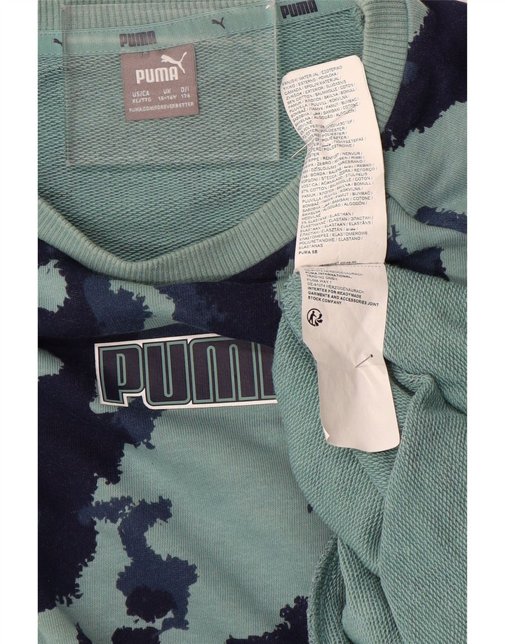 PUMA Jungen Sweatshirt Pullover 15-16 Jahre Türkis Camouflage Polyester