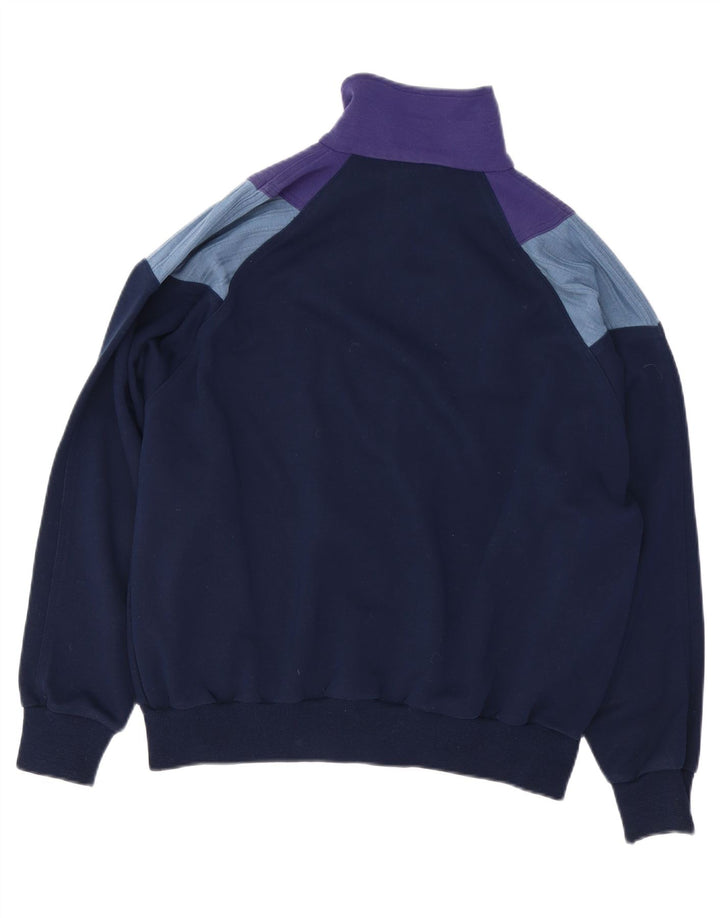 Vintage Herren-Trainingsanzug-Top-Jacke, groß, marineblau, Farbblock