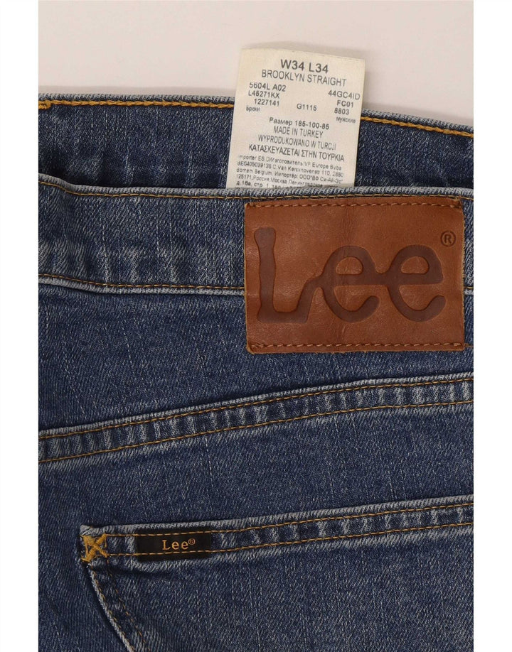Lee Herren Brooklyn Straight Jeans W34 L30 Blaue Baumwolle