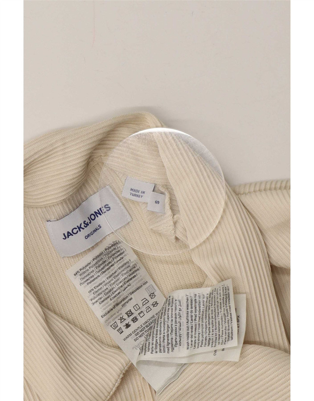 Jack & Jones Herren Kurzarmhemd Small Off White Polyester