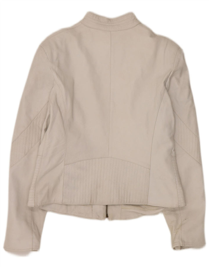 Schegge Damen Leder Racer Jacke IT 52 2XL Weiß