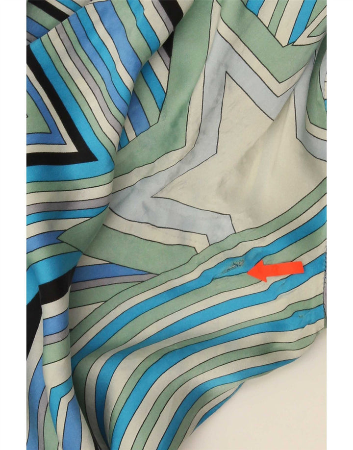 Vintage Damen Shirt UK 20 2XL Blau Geometrisch