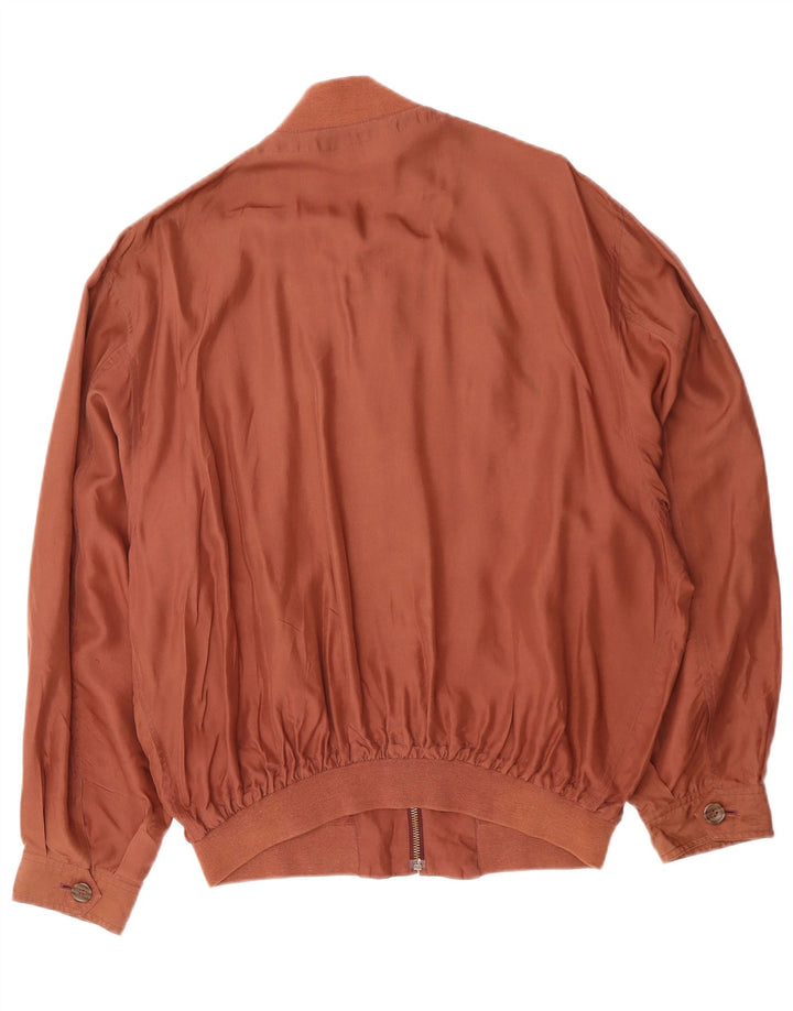 VINTAGE Herren Bomberjacke UK 40 Große braune Seide