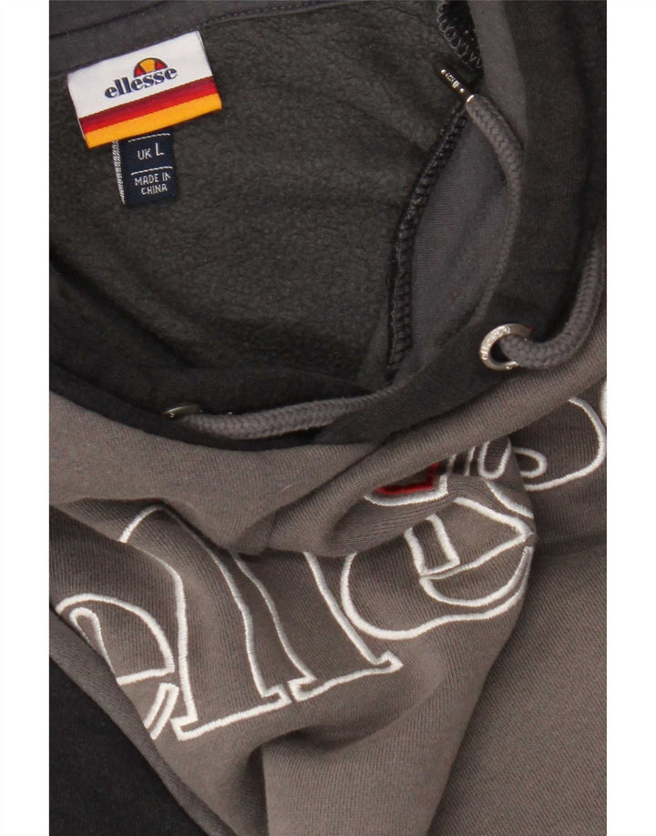Ellesse Herren-Kapuzenpullover mit Grafik, groß, Grau, Farbblock