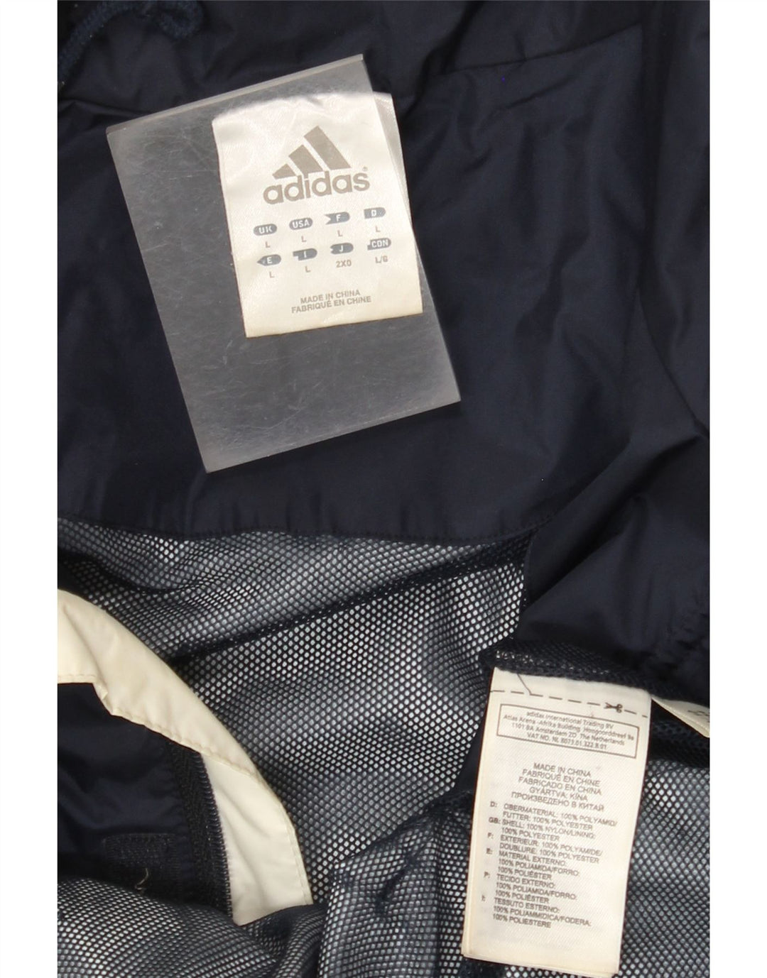 ADIDAS Herren-Regenjacke mit Kapuze, UK 40, Größe L, marineblaues Nylon