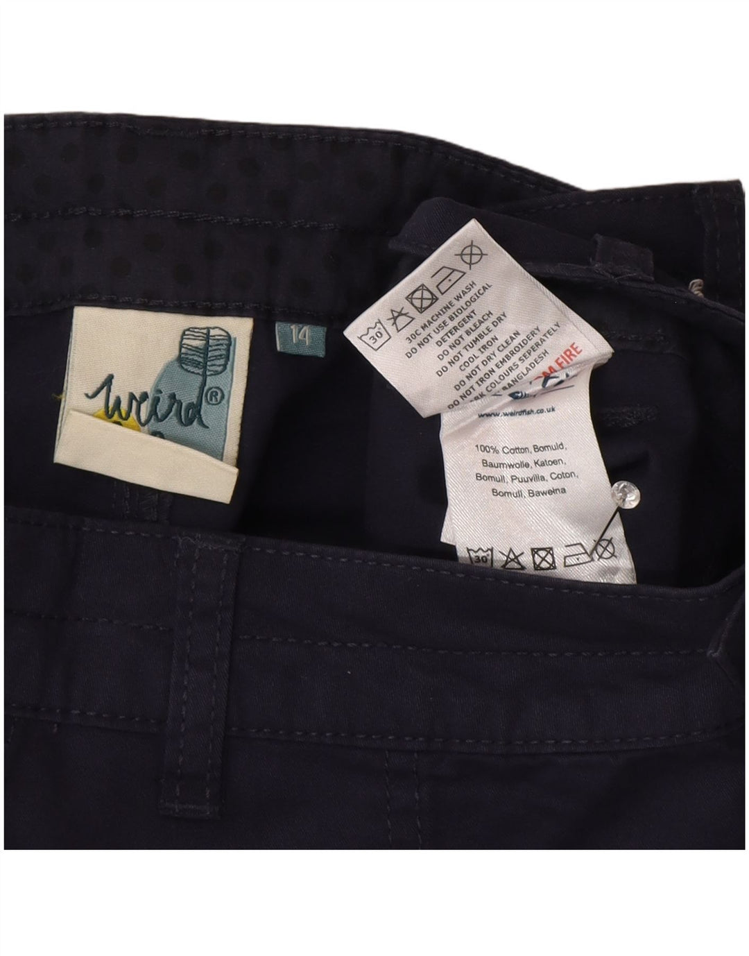 Weird Fish Damen Cargoshorts UK 14 Large W34 Marineblaue Baumwolle