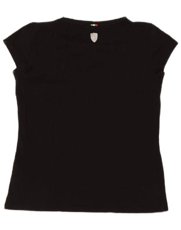 Puma Damen Scuderia Ferrari T-Shirt Top UK 16 Large Schwarz Baumwolle