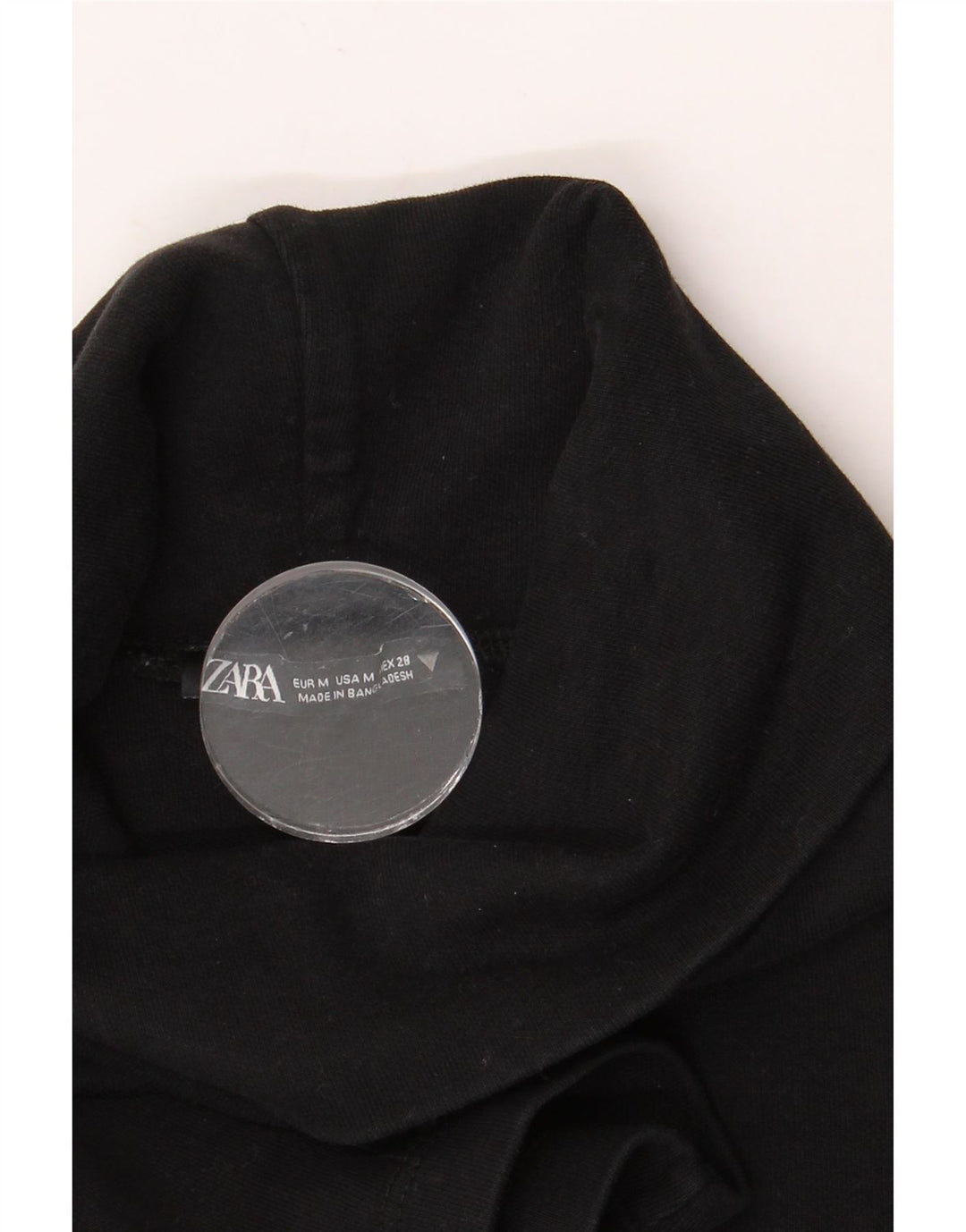 Zara Damen Basic Kleid UK 14 Mittelschwarze Baumwolle