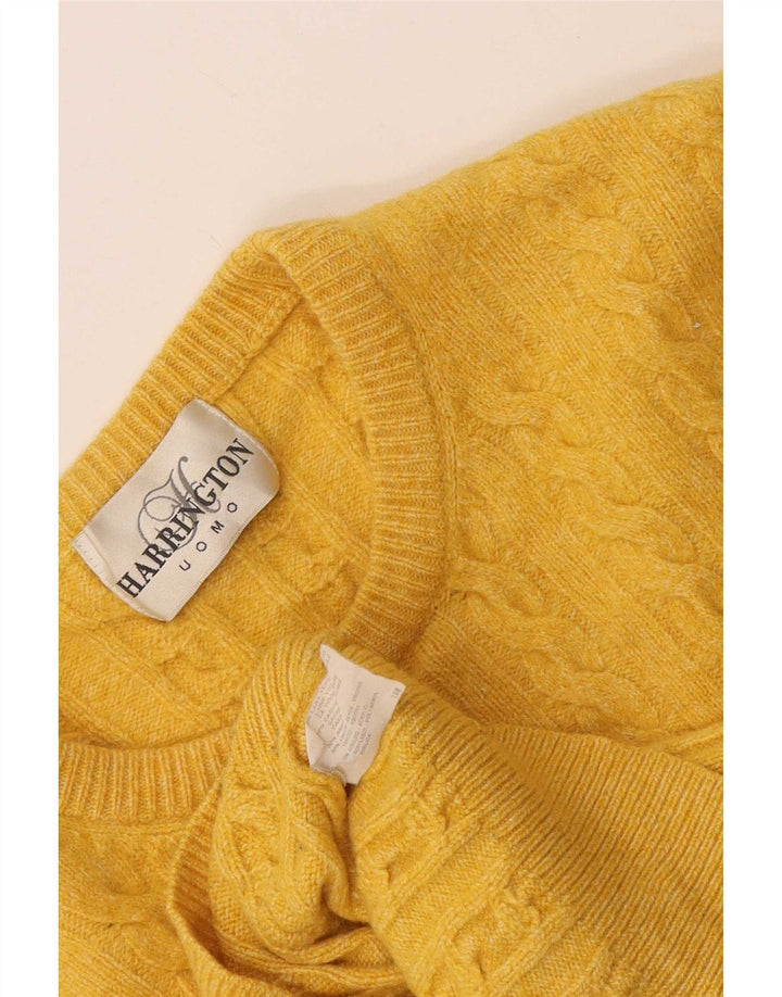 Vintage Herren-Pullover mit Rundhalsausschnitt, kleine gelbe Schurwolle