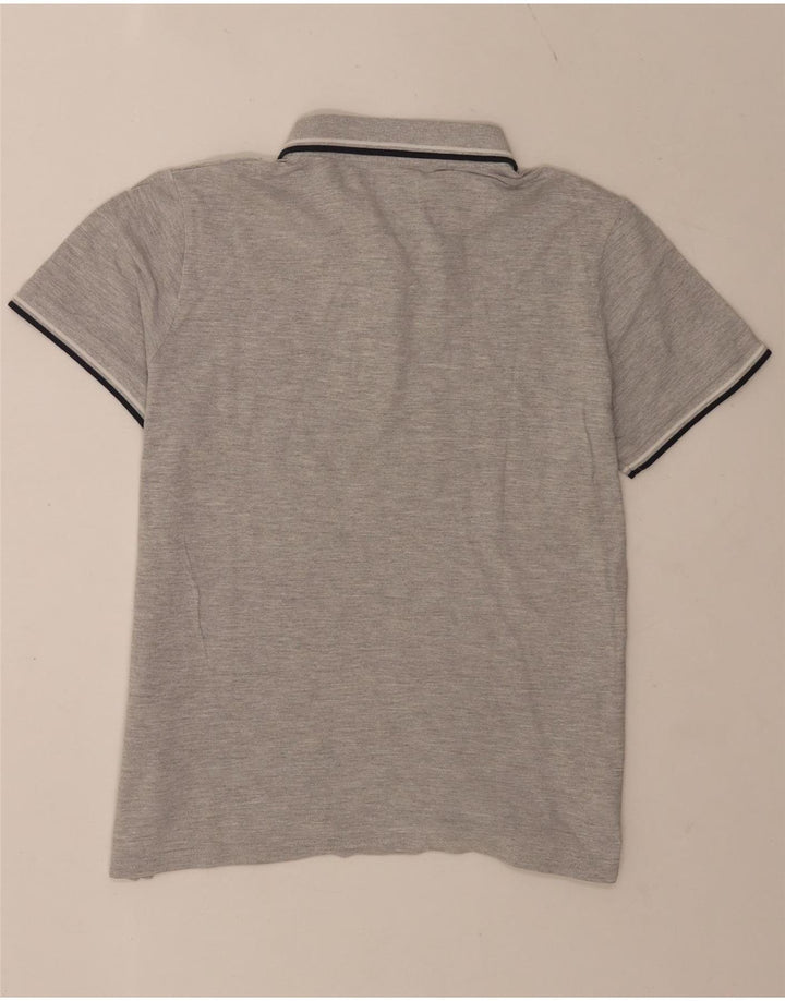 Enrico Coveri Herren-Poloshirt aus mittelgrauer, gestreifter Baumwolle
