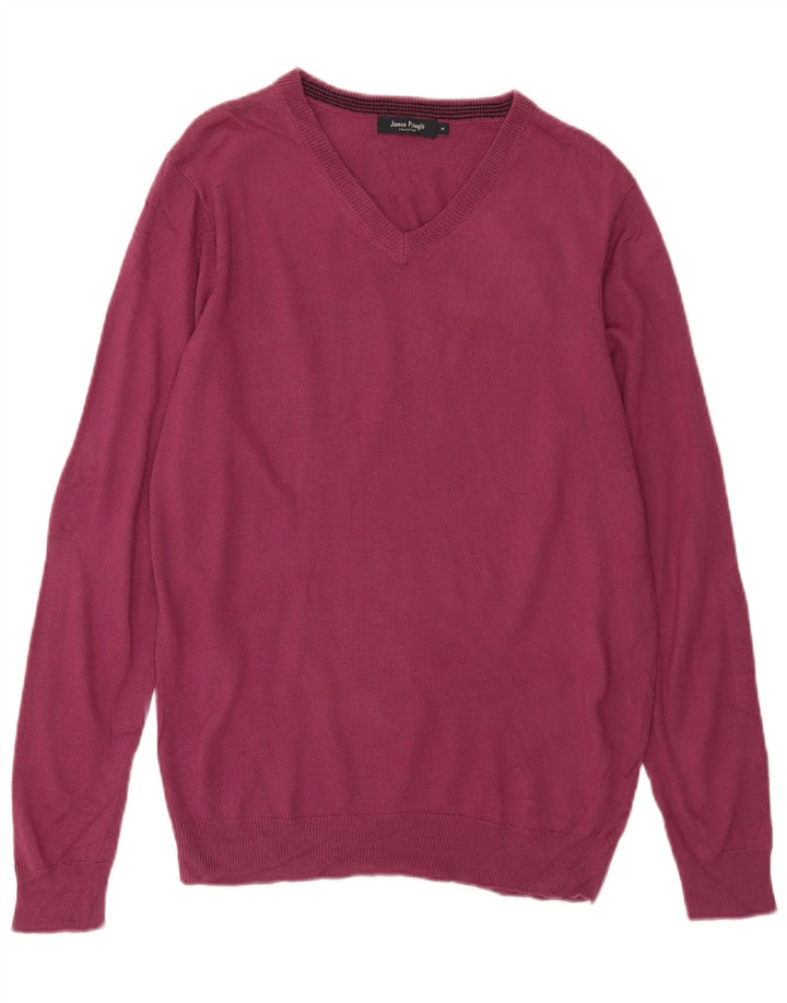 James Pringle Herren-Pullover mit V-Ausschnitt, mittleres Burgunderrot, Acryl
