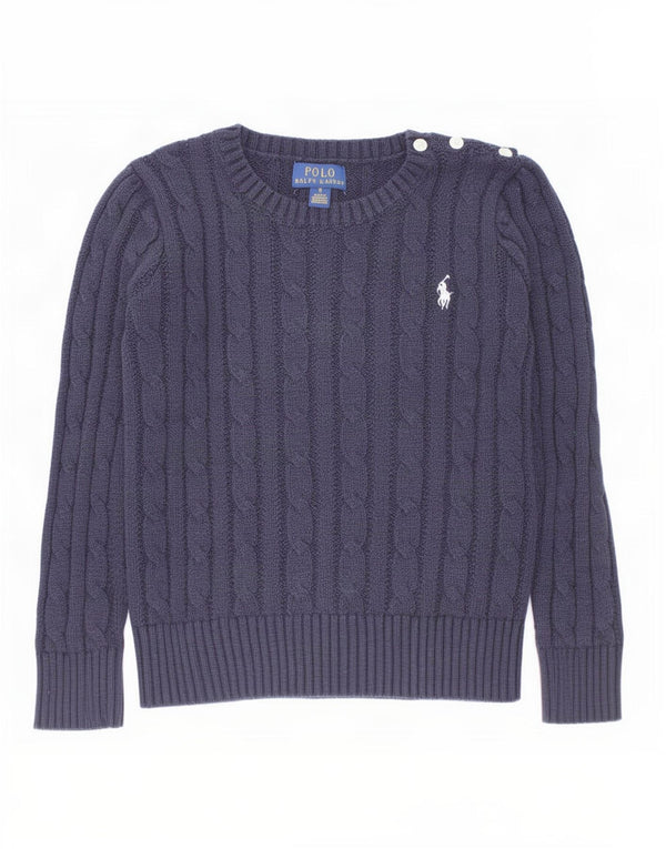 Polo Ralph Lauren Jungen-Pullover mit U-Boot-Ausschnitt, 4–5 Jahre, marineblaue Baumwolle