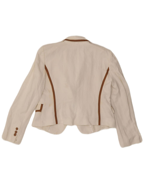 Zara Damen 1-Knopf-Blazer-Jacke, UK 16, große weiße Viskose
