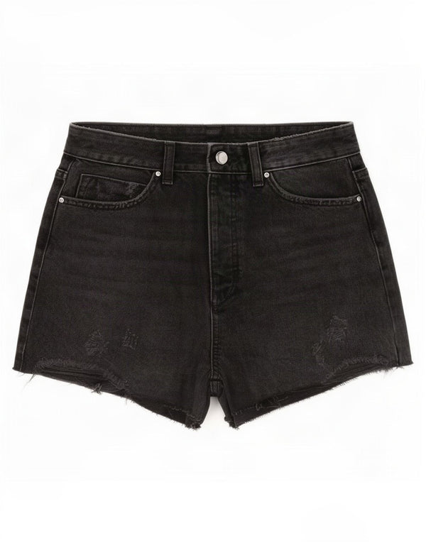 Zara Womens Distressed Denim Shorts EU 38 Small W28 Grey Cotton