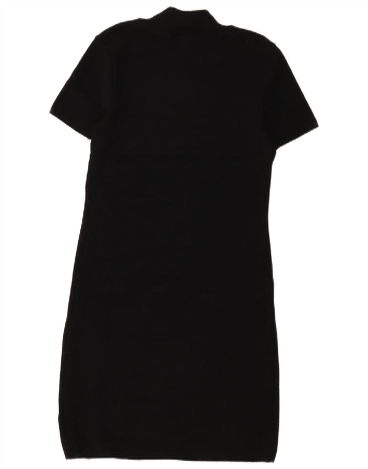 Zara Damen T-Shirt-Kleid UK 14 Large Schwarz Polyester