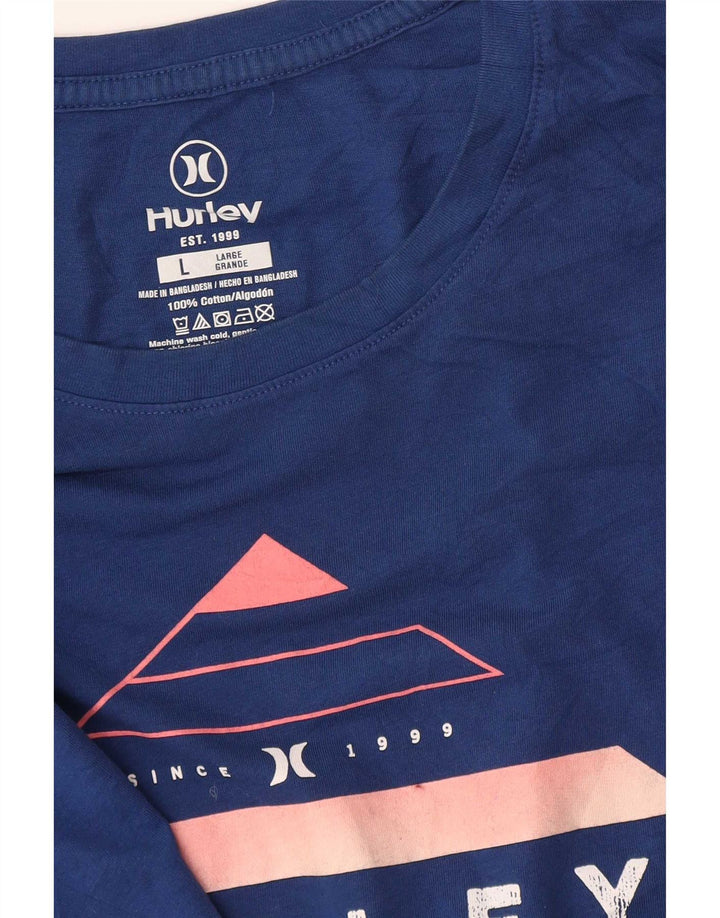 Hurley Herren-T-Shirt mit Grafik, Größe L, aus blauer Baumwolle