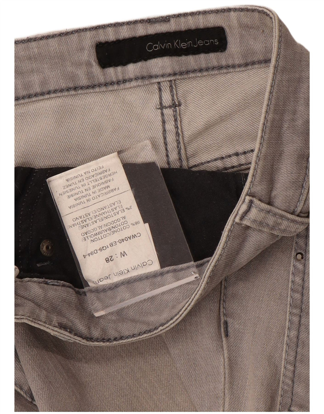 CALVIN KLEIN Damen Straight Jeans W28 L33 Graue Baumwolle