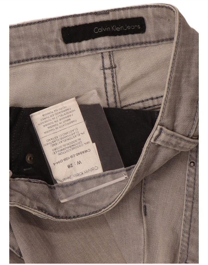 CALVIN KLEIN Damen Straight Jeans W28 L33 Graue Baumwolle
