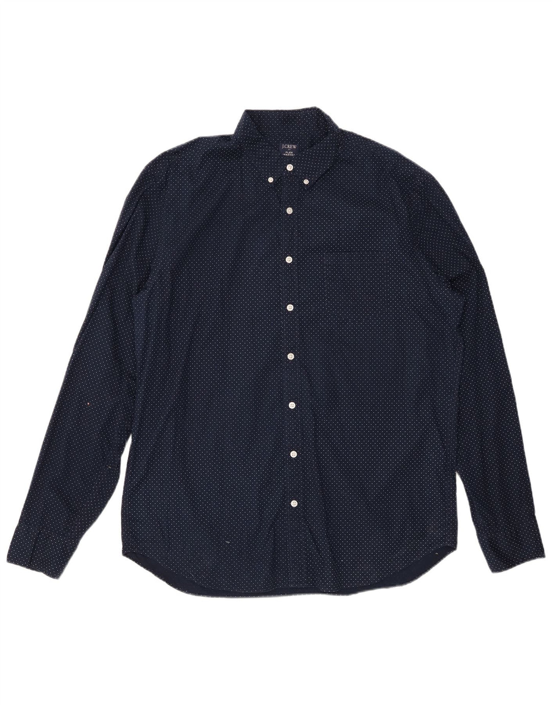 J. CREW Herren-Hemd, groß, XL, marineblau gepunktet, Baumwolle