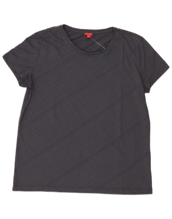 Guess Grafik-T-Shirt-Oberteil für Damen, UK 44, Größe L, Marineblau gestreift