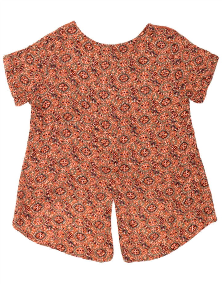 Fat Face Damen Asymmetrisches Blusenoberteil UK 14 Mittelorange Paisley-Viskose